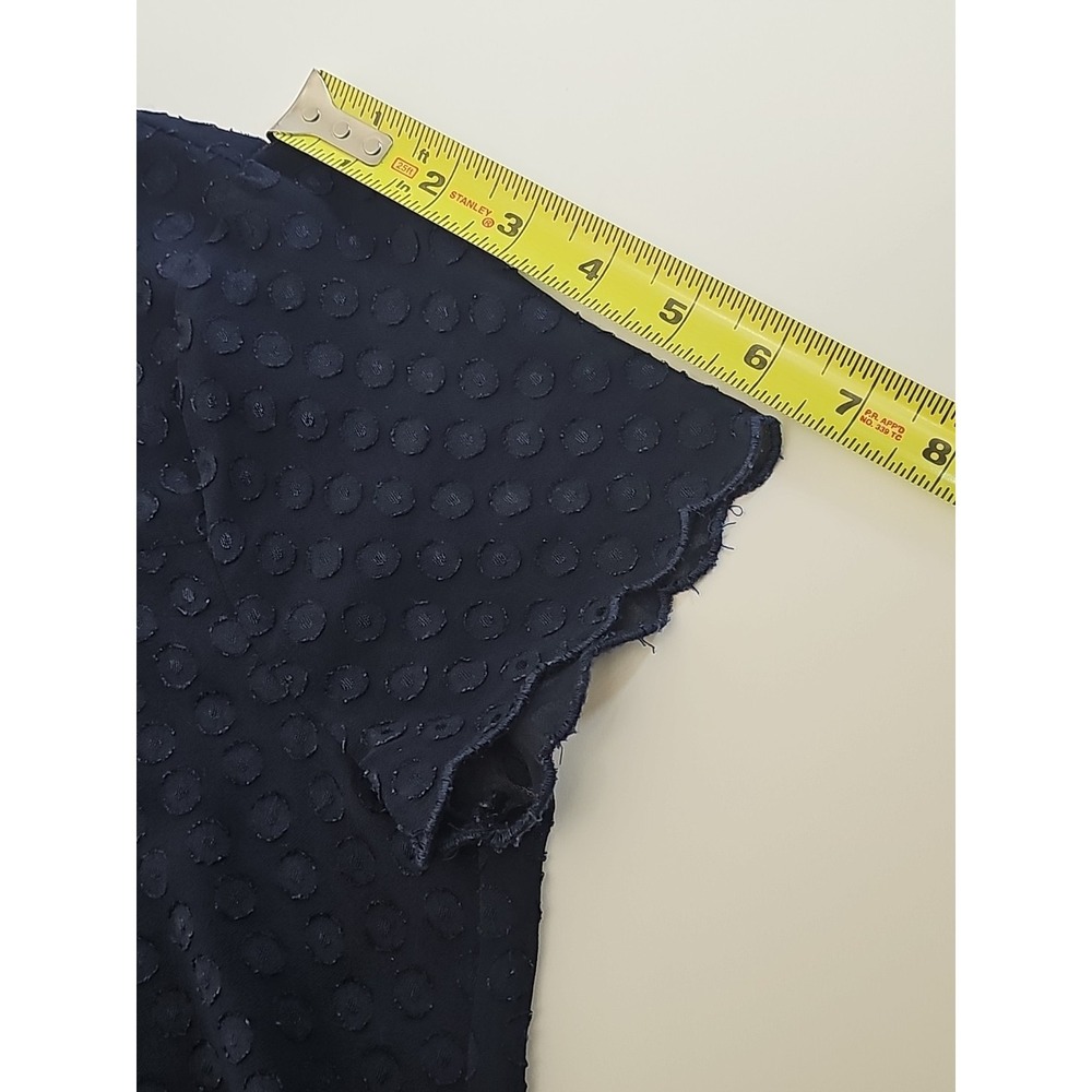 Maeve Anthropologie Blouse Top Swiss‎ Dot Scallop Hem, Navy Blue, 2 - Picture 10 of 10